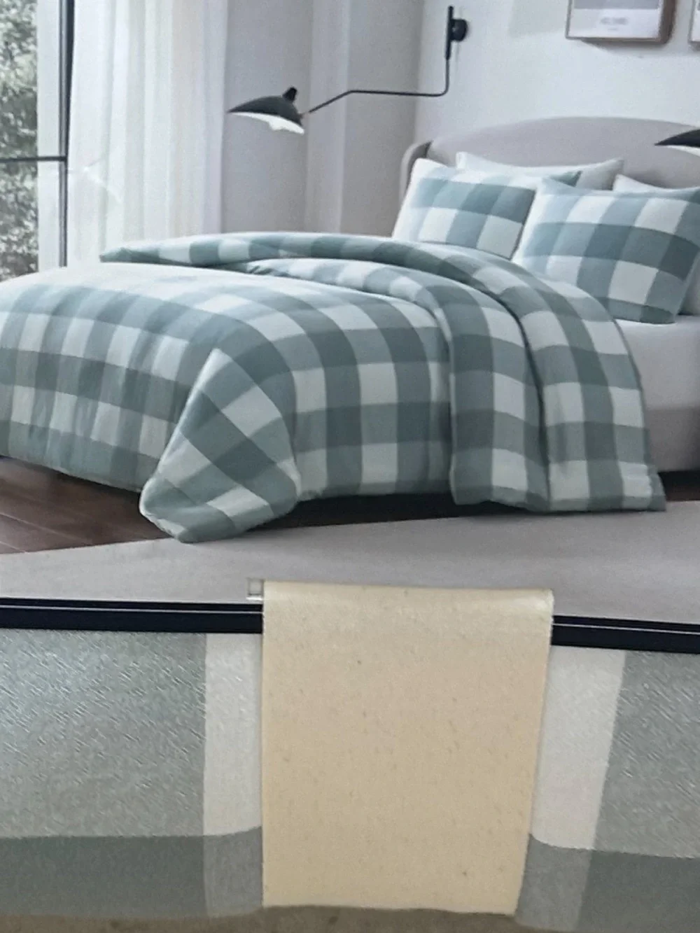 Brooks Brothers King Green Plaid Cotton Comforter Set 110”x96”